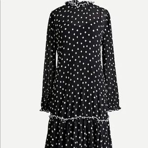 NWT JCrew Ruffled pleated polka-dot dress